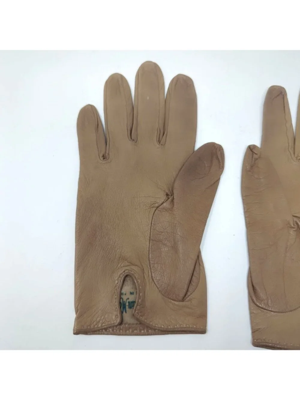 Vintage 60s Lionel Le Grand Tan Gloves 7 Leather Wrist Neiman Marcus